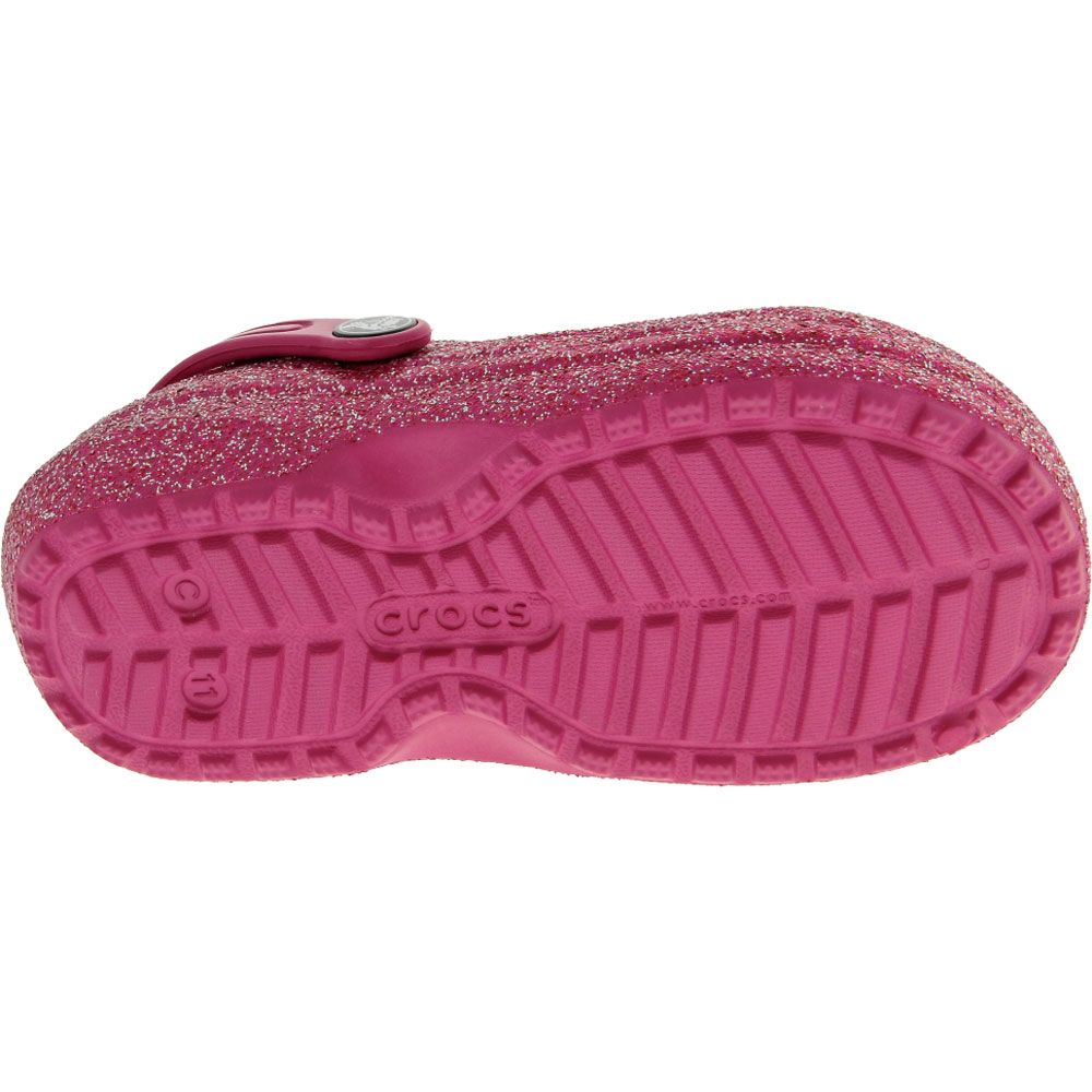 Crocs Classic Lined Glitter K Girls Clog Sandals Fuchsia Fun Sole View