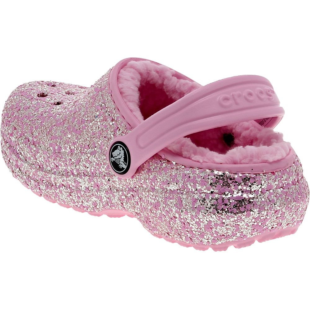 Crocs Classic Lined Glitter T Sandals - Baby Toddler Flamingo Back View