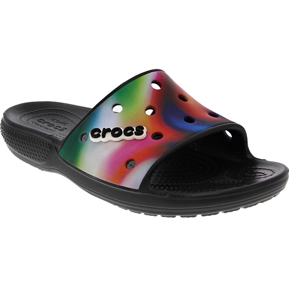 Crocs Classic Slide Tie-Dye Unisex Sandals Black Tie Multi