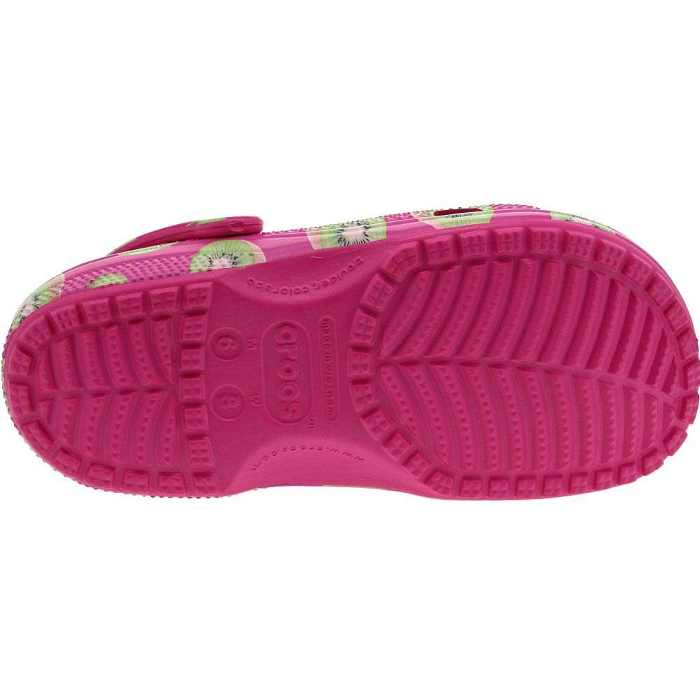 Crocs Classic Hyper Real Clog Water Sandals Pink Kiwi Sole View