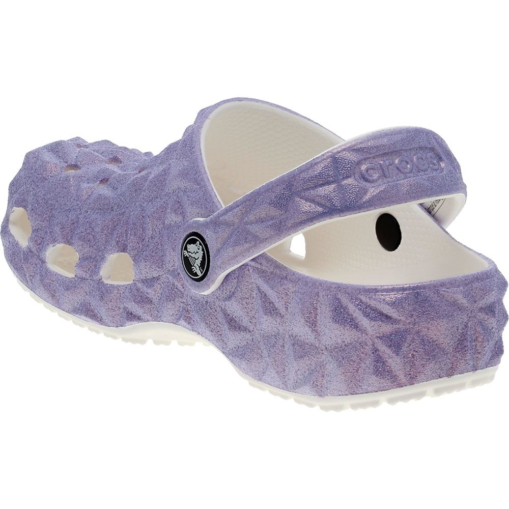 Crocs Classic Iridescent Geometric Clog Sandals - Girls White Back View