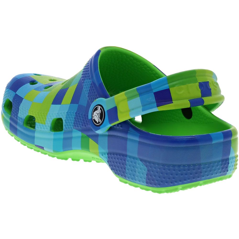 Crocs Classic Digi Block Clog Sandals - Boys Green Slime Back View