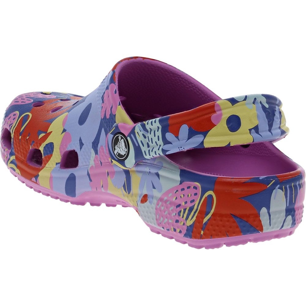 Crocs Classic Printed Floral Clog Sandals - Girls Floral Back View