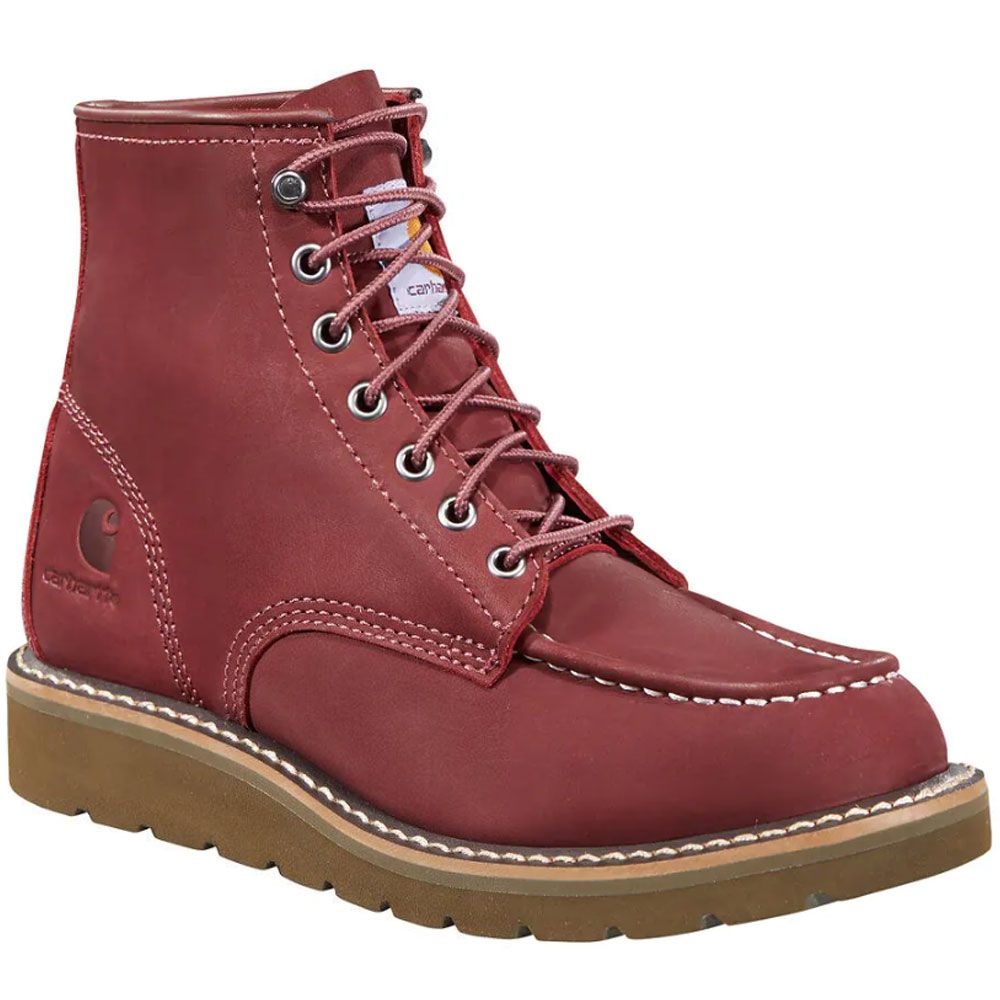 Carhartt Fw6023 6" Wedge Non-Safety Toe Work Boots - Womens Burgundy Nubuck