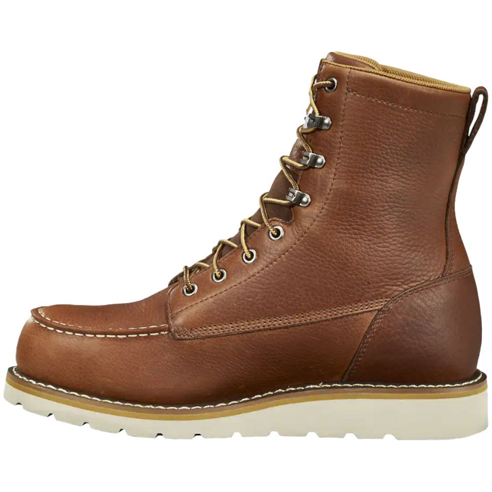 Carhartt Fw8275 Wedge Steel Safety Toe Work Boots - Mens Red Brown Full Grain Leather Back View
