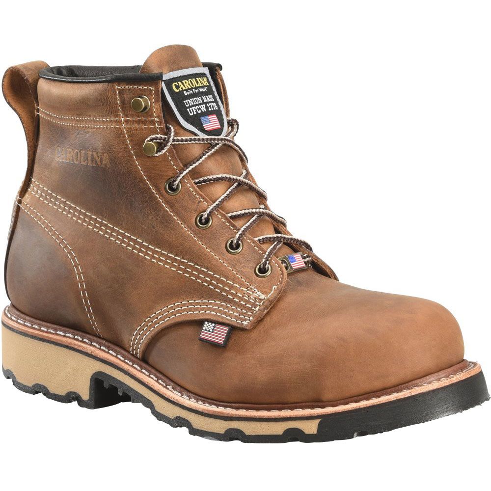 Carolina CA7829 Ferric USA 6" Steel Toe Mens Work Boots Dark Brown