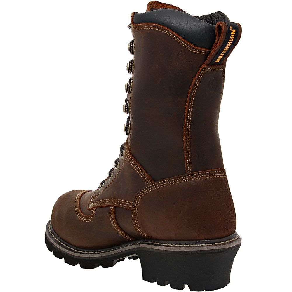 Matterhorn Arc Logger MT2510 Mens 10" Composite Toe Work Boots Dark Brown Back View