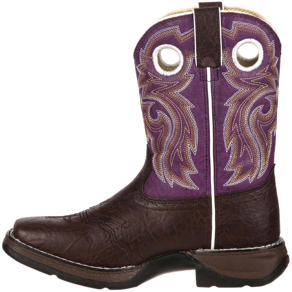 Durango Lil Durango Purple 8in Little Girls Western Boots Dark Brown Purple Back View