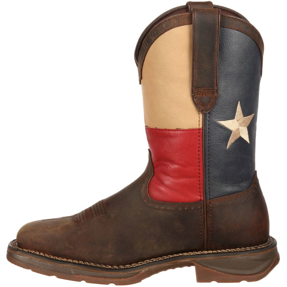 Durango Rebel Texas Flag Mens Safety Toe Work Boots Dark Brown Texas Flag Back View