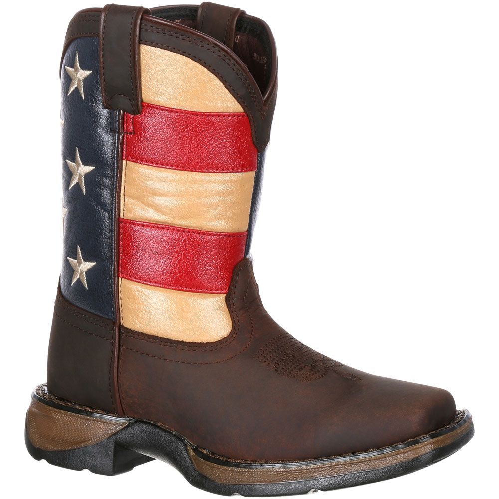 Durango Lil Rebel Little Kids Flag Western Boots Brown Union Flag