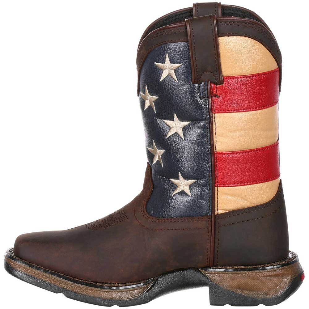 Durango Lil Rebel Big Kids Flag Western Boots Brown Union Flag Back View