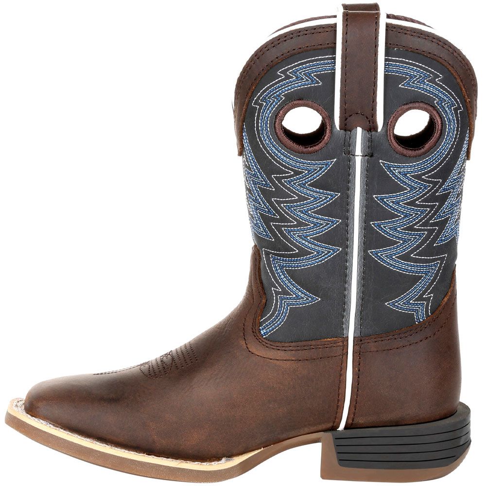 Durango Lil Rebel Pro Denim Blue Little Kids Western Boots Belgian Brown Denim Blue Back View