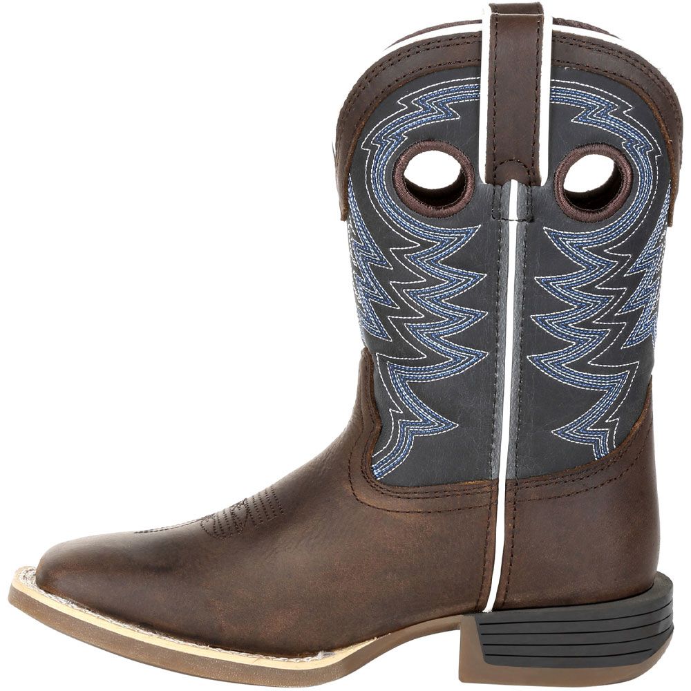 Durango Lil Rebel Pro Big Kids Western Boots Belgian Brown Denim Blue Back View