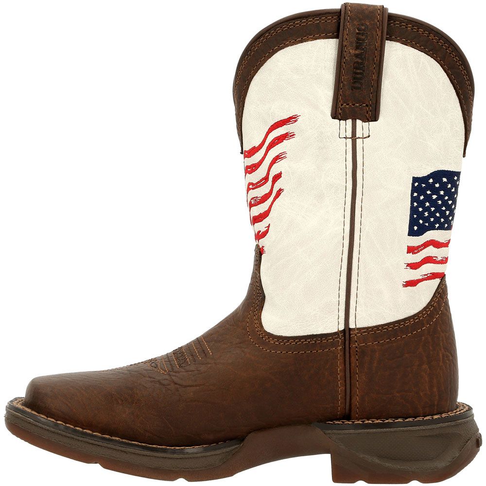 Durango Lil Rebel Big Kids Distressed Flag Western Boots Bay Brown White Back View