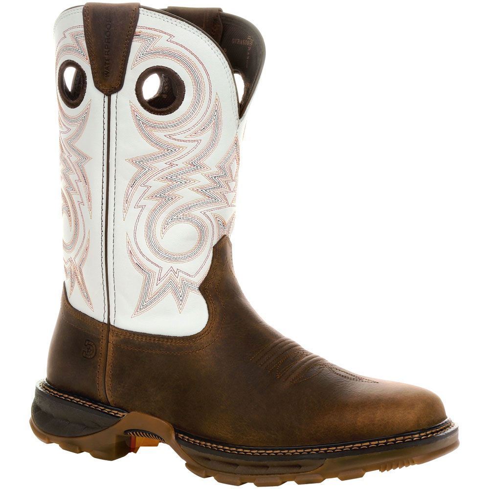 Durango Maverick XP White Waterproof 11" Mens Work Boots Chocolate White