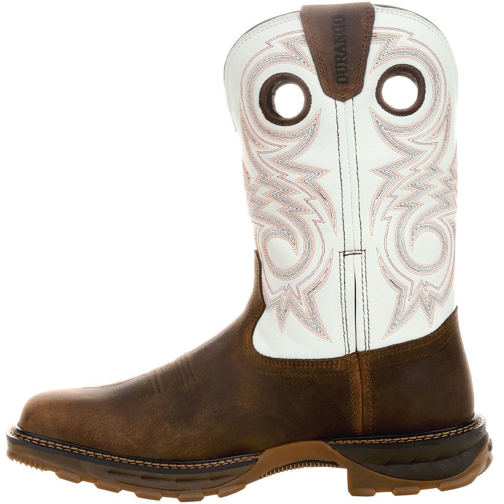 Durango Maverick XP White Waterproof 11" Mens Work Boots Chocolate White Back View