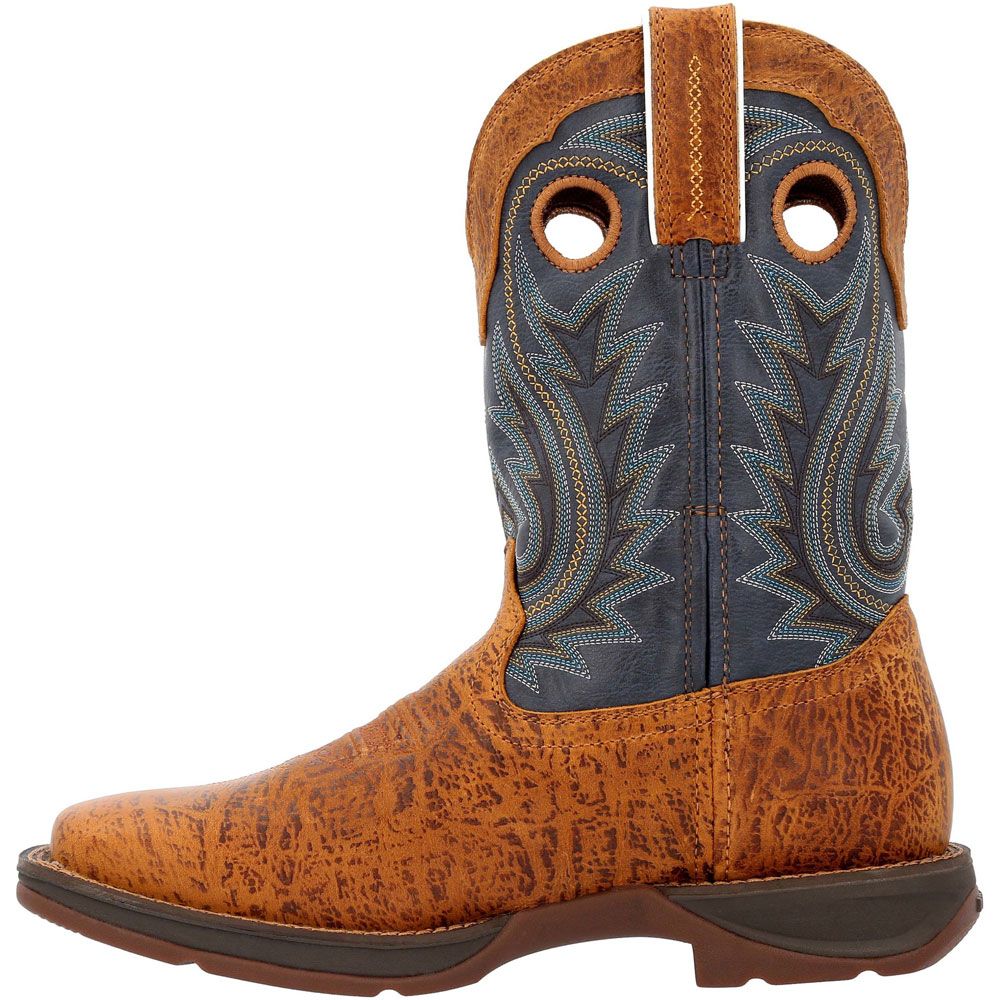 Durango Rebel Rustic Tan Navy 11" Mens Western Boots Rustic Tan Navy Back View