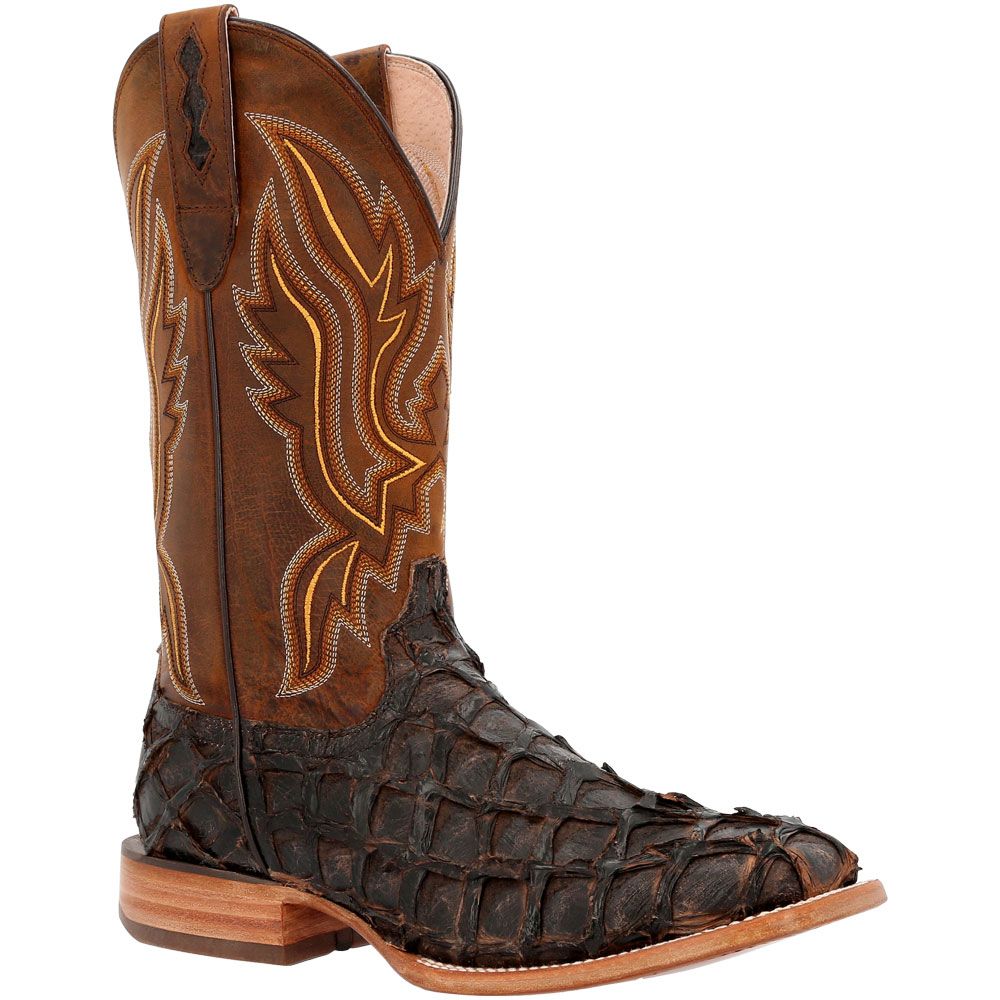 Durango Premium Exotics Brown Pirarucu 12" Mens Western Boots Dark Brown Pirarucu