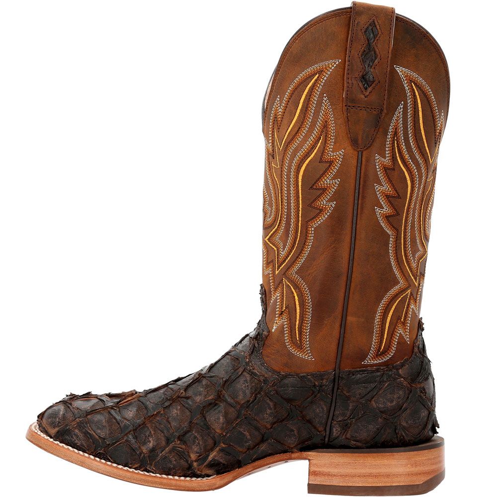 Durango Premium Exotics Brown Pirarucu 12" Mens Western Boots Dark Brown Pirarucu Back View