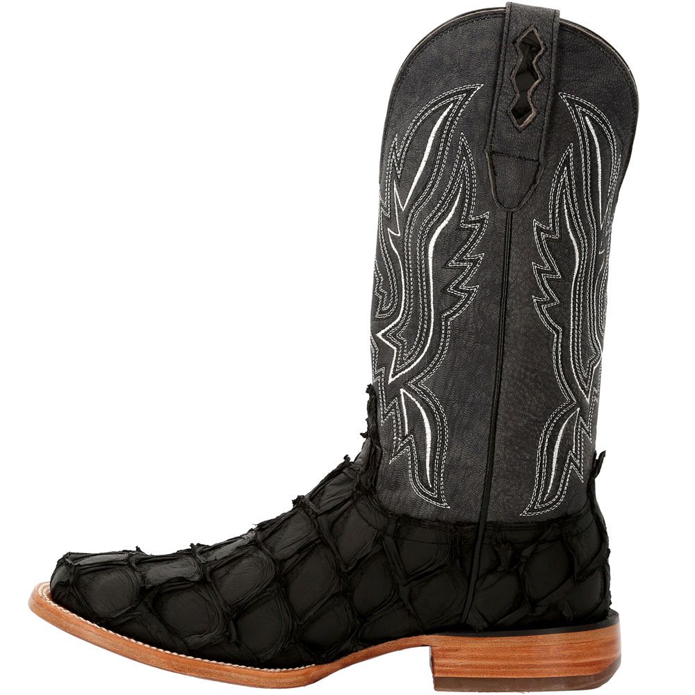 Durango Premium Exotics Black Pirarucu 12" Mens Western Boots Black Back View