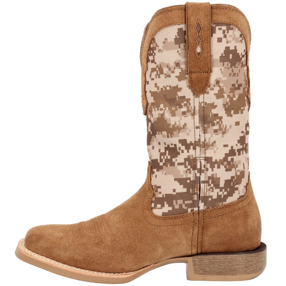 Durango Rebel Pro DDB0395 Digi Camo Mens Western Boots Dusty Brown Digi Camo Back View