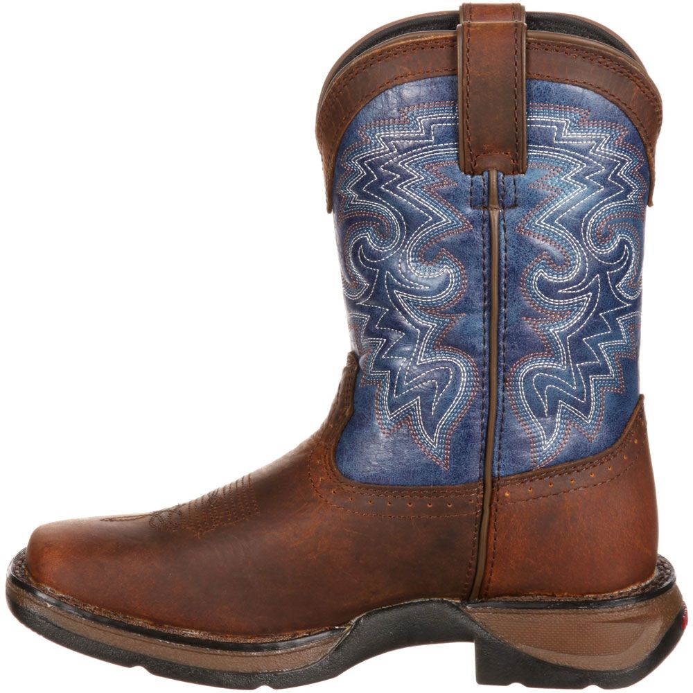 Durango Lil Durango Blue Little Kids Western Boots Dark Brown Blue Back View