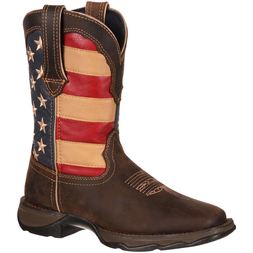 Durango Lady Rebel Patriotic Womens Western Boots Brown Union Flag