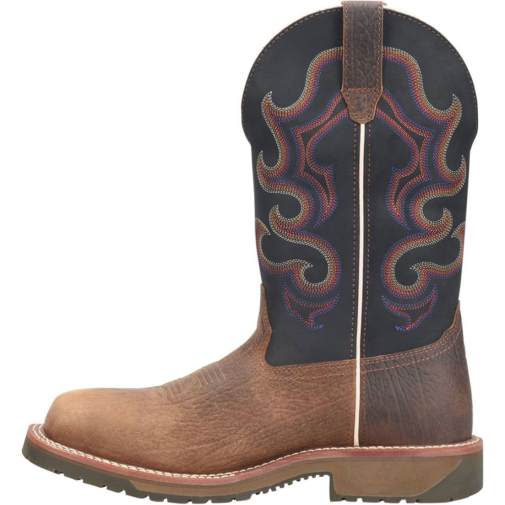 Double H Belgrade Wide Square Toe Roper Boots - Mens Dark Brown Back View