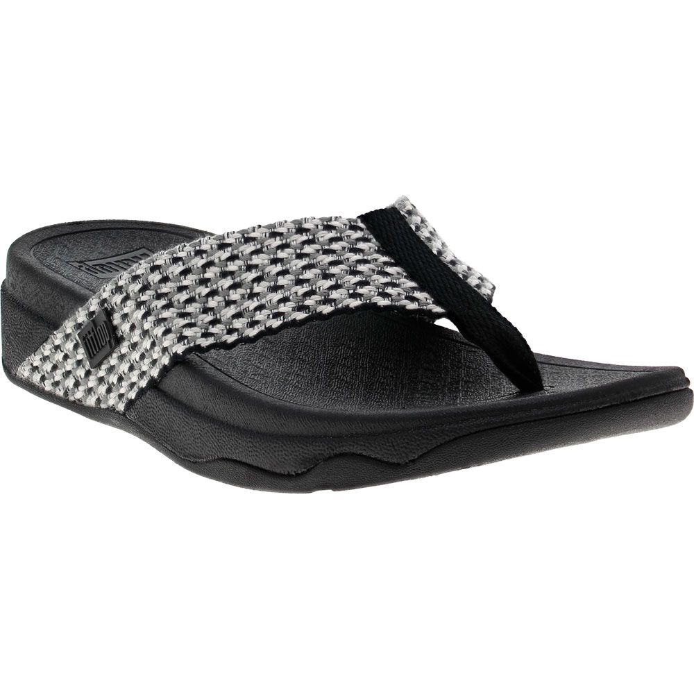 FitFlop Surfa Multi Tone Webbing Flip Flops - Womens Black Black