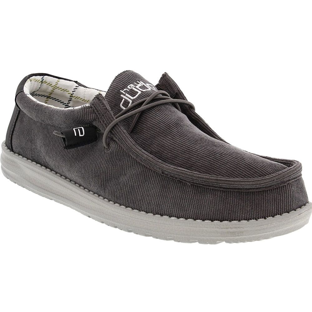 Hey Dude Wally Corduroy Grey Lace Up Casual Shoes - Mens Corduroy Dark Grey