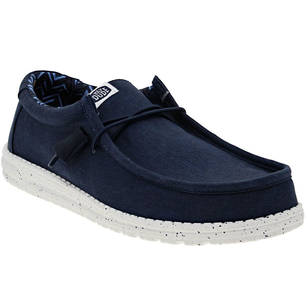 Hey Dude Wally Canvas Casual Shoes - Mens Navy Canvas