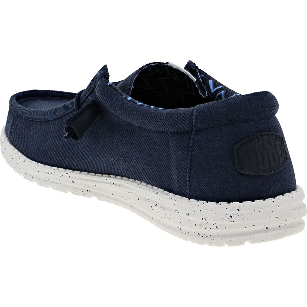 Hey Dude Wally Canvas Casual Shoes - Mens Navy Canvas Back View