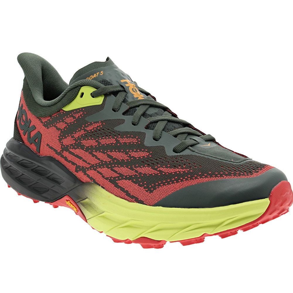 Hoka Speedgoat 5 Trail Running Shoes - Mens Black Red Neon Yellow