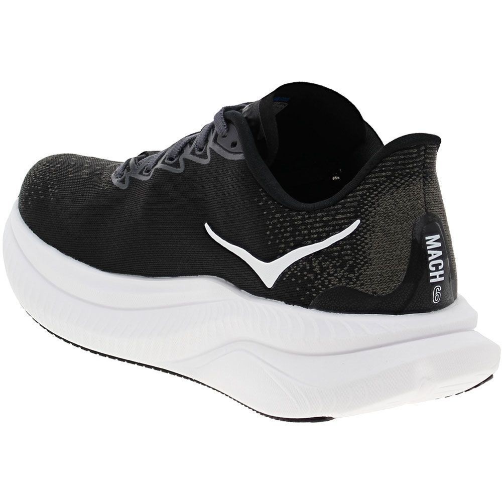 Hoka Mach 6 Running Shoes - Womens Black White Back View