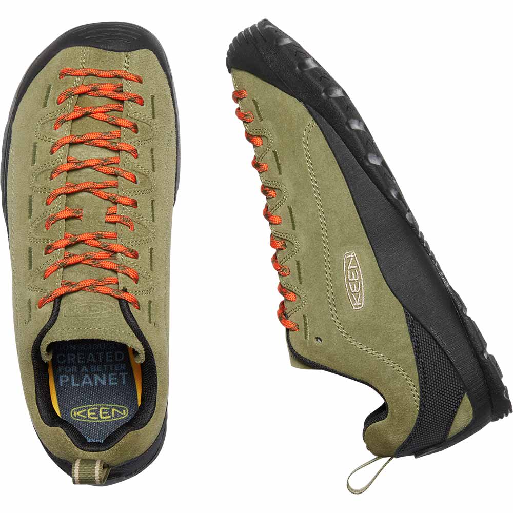 KEEN Jasper Suede Walking Shoes - Womens Capulate Olive Black Back View