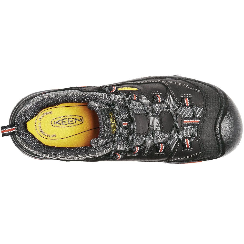 KEEN Utility Braddock Low Steel Toe Work Shoes - Mens Black Bossa Nova Back View