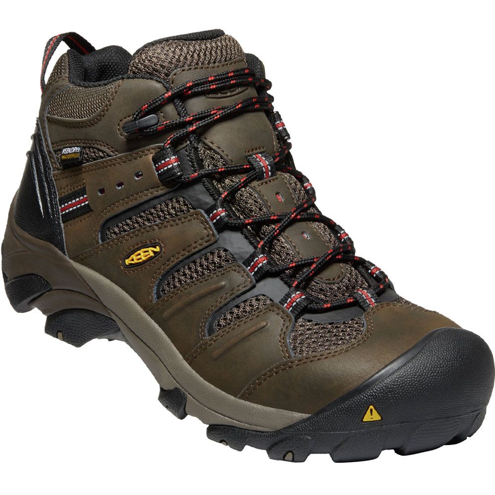 KEEN Utility Lansing Mid Safety Toe Work Boots - Mens Cascade Brown Brindle