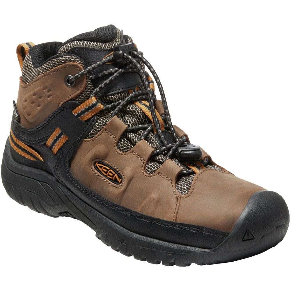 KEEN Targhee WP Mid Big Kids Hiking Boots Dark Earth Golden Brown