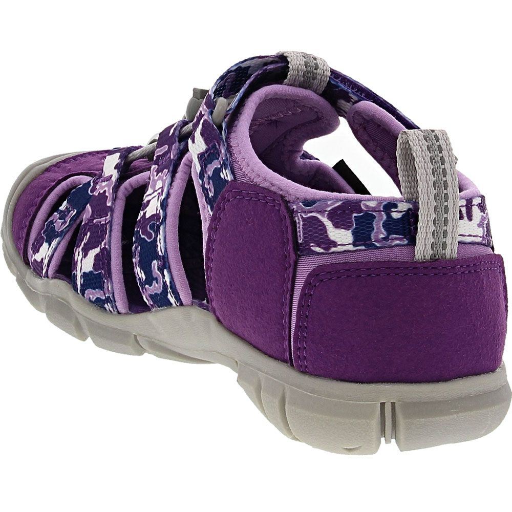 KEEN Seacamp II Cnx Little Kids Girls Outdoor Sandals Camo Purple Back View