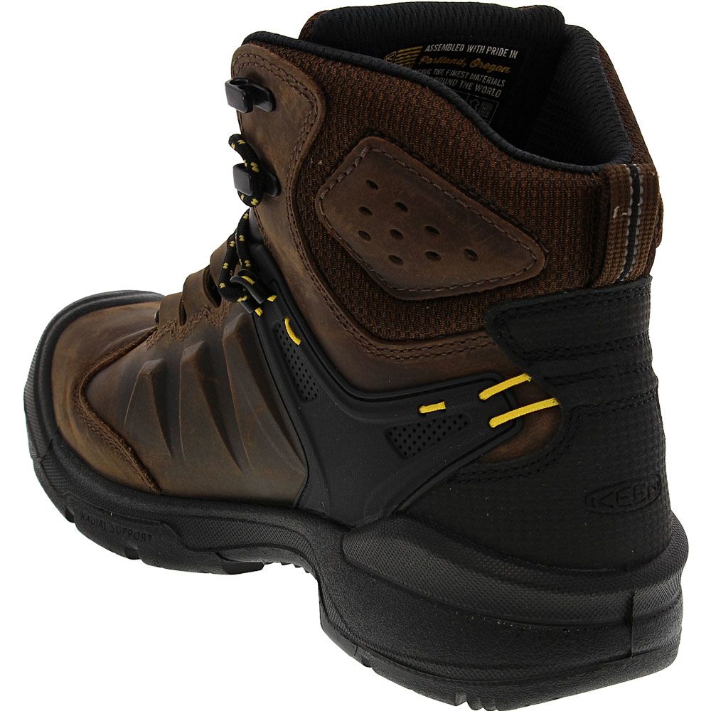 KEEN Utility Dover Mid Safety Toe Work Boots - Mens Dark Earth Black Back View