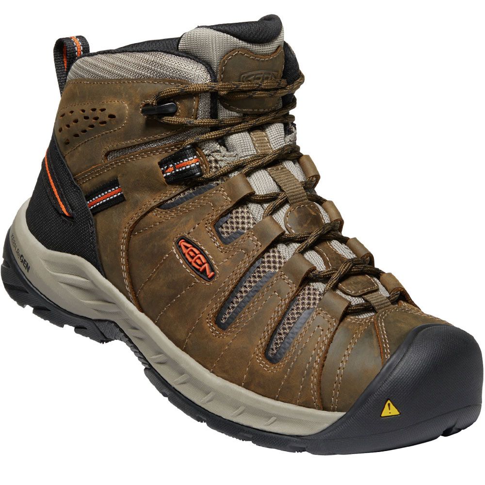 KEEN Utility Flint 2 Non-Safety Toe Work Boots - Mens Cascade Brown Burnt Ochre