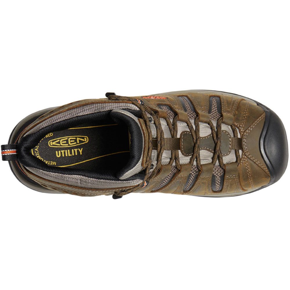 KEEN Utility Flint 2 Non-Safety Toe Work Boots - Mens Cascade Brown Burnt Ochre Back View