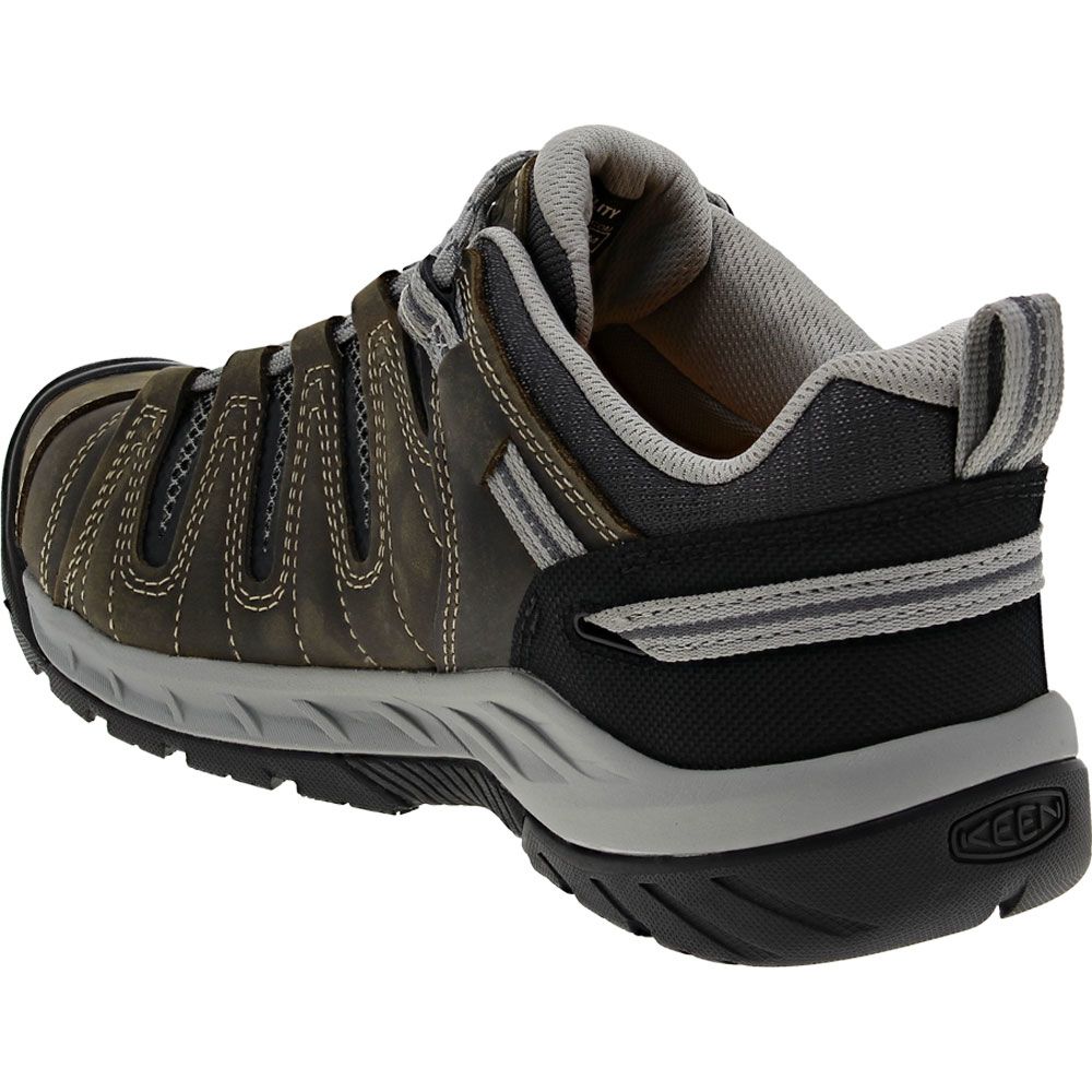 KEEN Utility Flint 2 Low Safety Toe Work Boots - Mens Gargoyle Paloma Back View