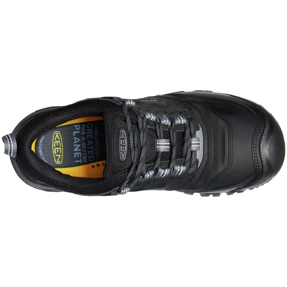 KEEN Ridge Flex Wp Hiking Shoes - Mens Black Magnet Back View