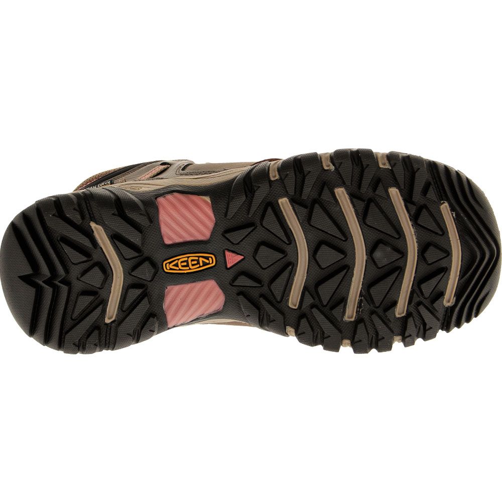 KEEN Ridge Flex Mid Wp Hiking Boots - Womens Timberwolf Brick Dust Sole View