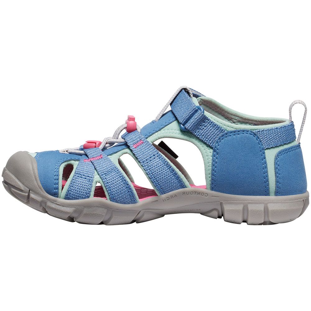 KEEN Seacamp II Cnx Big Kids Sandals Coronet Blue Hot Pink Back View