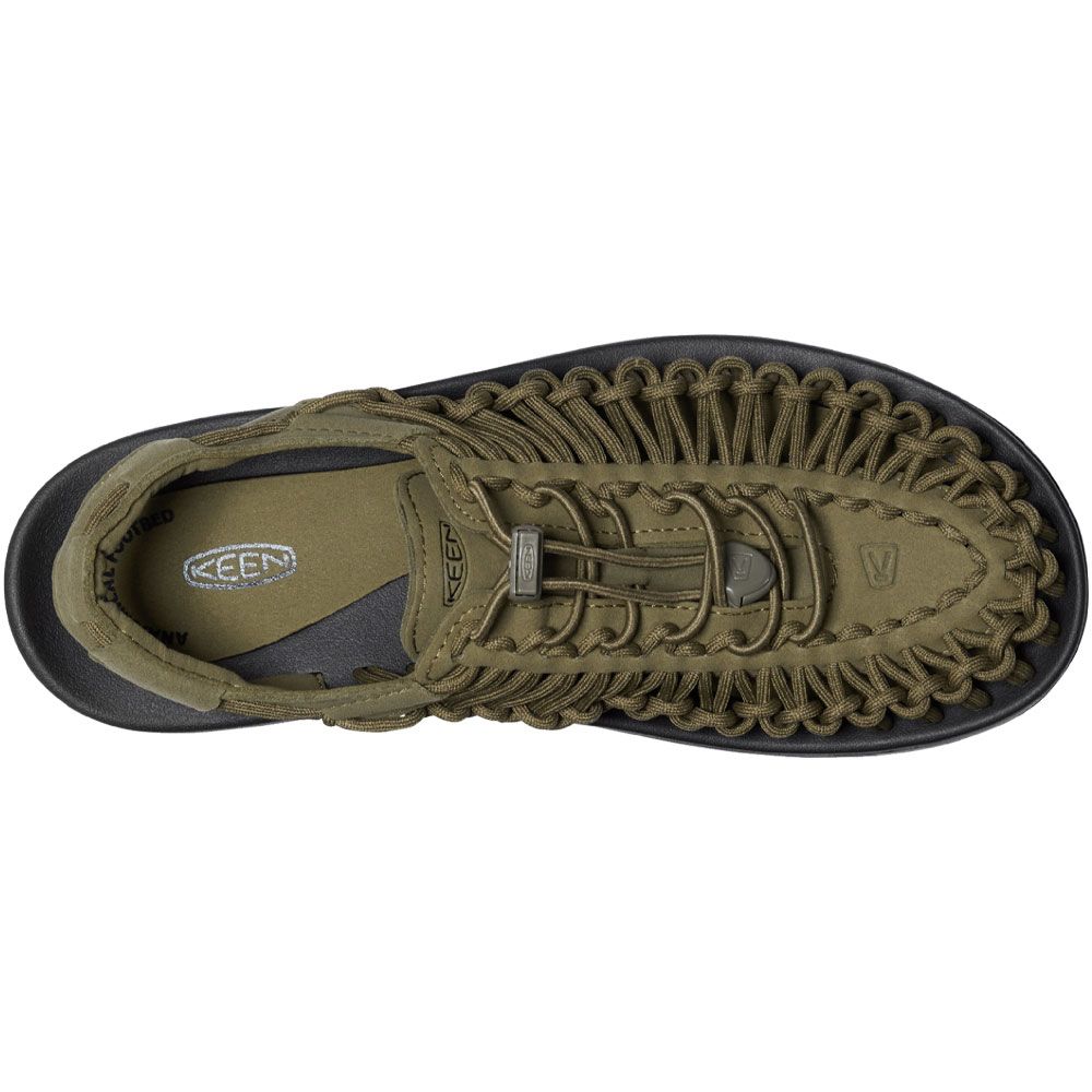 KEEN Uneek Water Sandals - Mens Dark Olive Black Back View