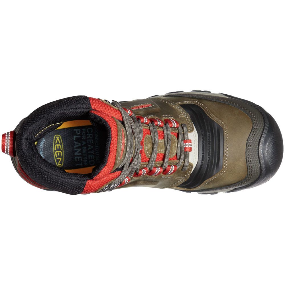 KEEN Ridge Flex Wp Boot Wi Hiking Boots - Mens Dark Olive Ketchup Back View