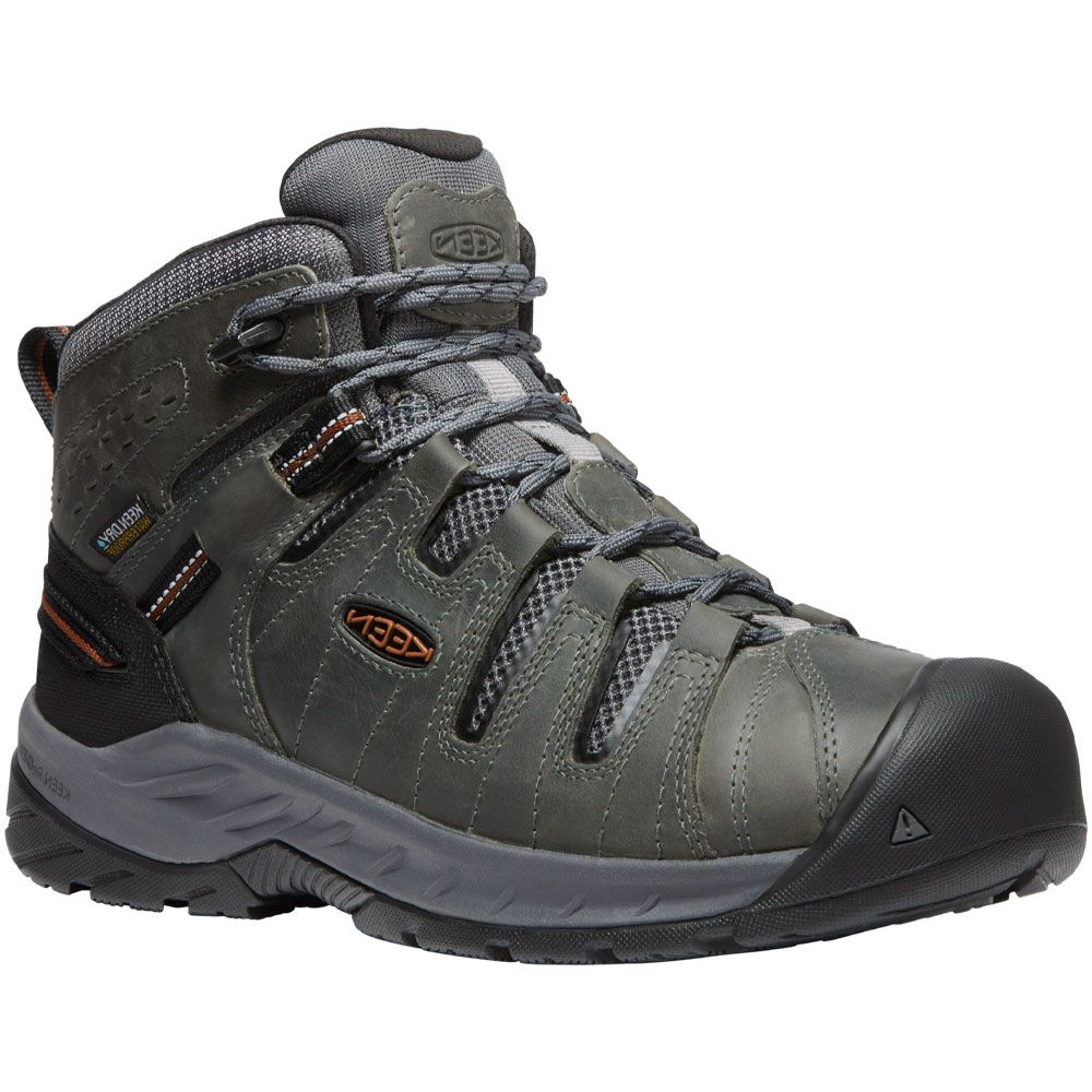 KEEN Utility Flint 2 Mid Non-Safety Toe Work Boots - Mens Steel Grey Tortoise Shell