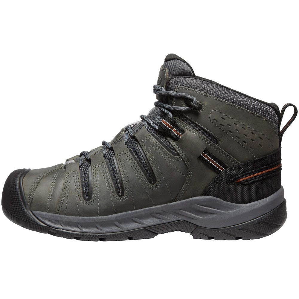 KEEN Utility Flint 2 Mid Non-Safety Toe Work Boots - Mens Steel Grey Tortoise Shell Back View